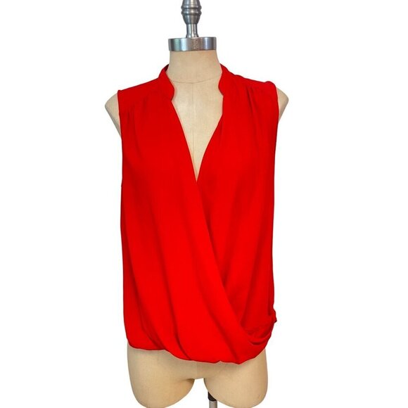 INC International Concepts Draped Red Top Over Blouse 10 - Picture 1 of 4